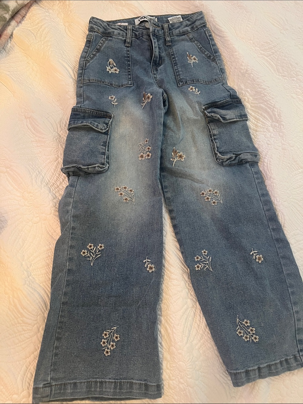Vigoss Blue Embroidered Cargo Jeans for Kids